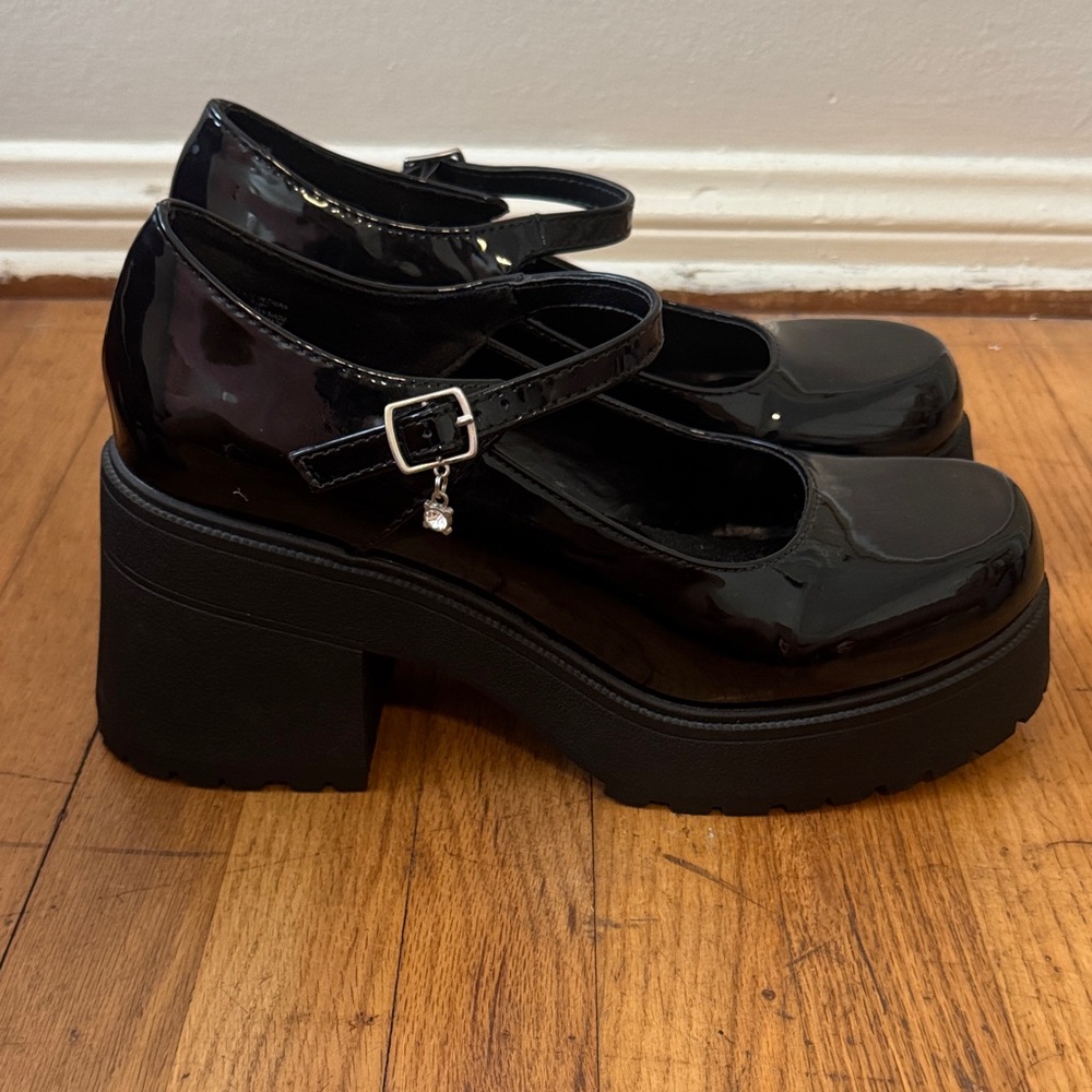 Soda Black Patent Platform Mary Janes